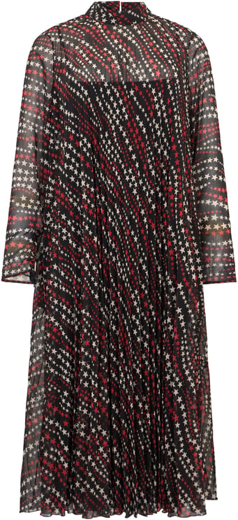 Valentino Long black elegant dress with long sleeves and colorful print.