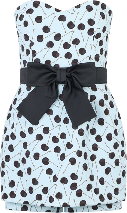 Valentino Dress with shorts under the skirt in an elegant shade of blue with cherry print.