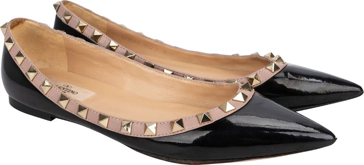 Valentino Valentino Garavani Patent Leather Rockstud Ballerina Flats (37)