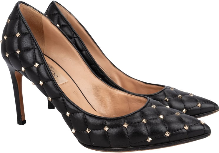 Valentino Valentino Black Quilted Leather Rockstud Pumps (35,5)