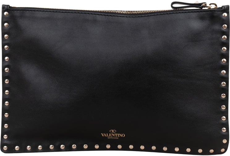 Valentino Valentino Black Leather Rockstud Clutch