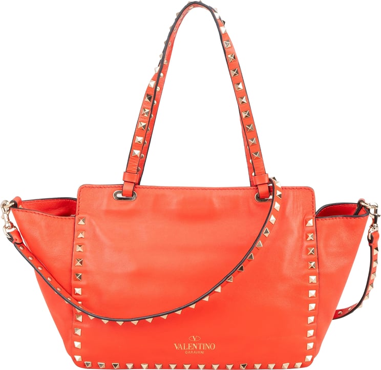 Valentino Valentino Garavani Red Leather Rockstud Shopper Handbag