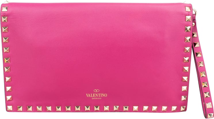 Valentino Valentino Garavani Pink Leather Rockstud Clutch
