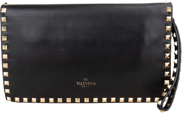 Valentino Valentino Garavani Black Leather Rockstud Clutch