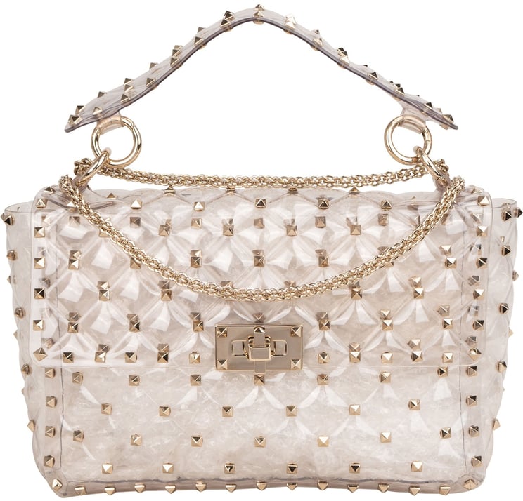 Valentino Valentino Garavani PVC Rockstud Spike Flap Crossbody Handbag