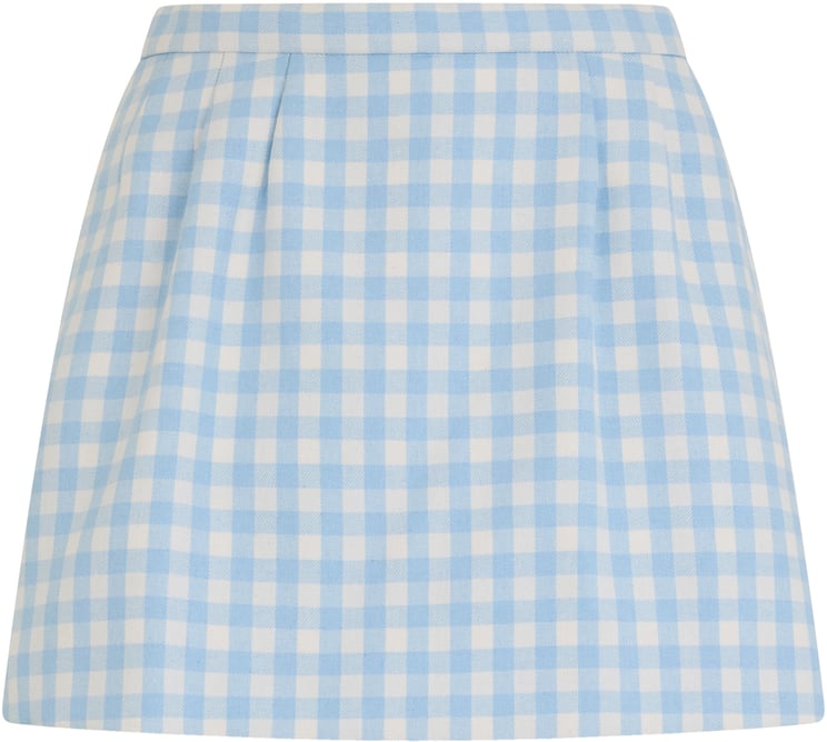 Valentino Short skirt with checkered print in shades of blue and white
