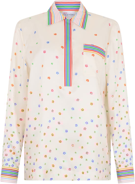 Valentino Elegant cream colored blouse with long sleeves and pocket