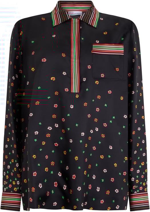 Valentino Elegant black blouse with floral print