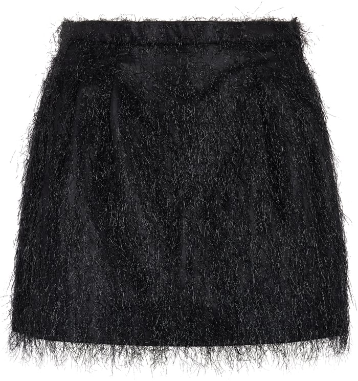Valentino Black high-waisted pants with fringes.
