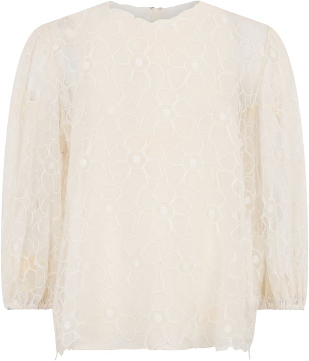 Valentino White cream blouse with long sleeves.