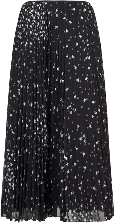 Valentino Long black pleated skirt with contrasting print.