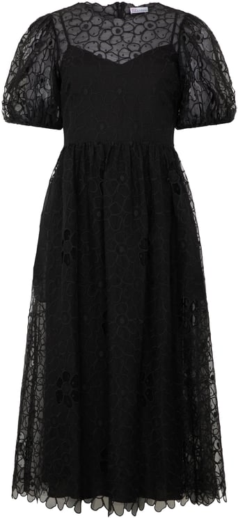 Valentino Elegant long black dress with tulle and flowers.