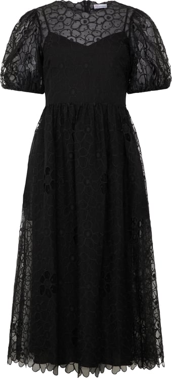 Valentino Elegant long black dress with tulle and flowers.