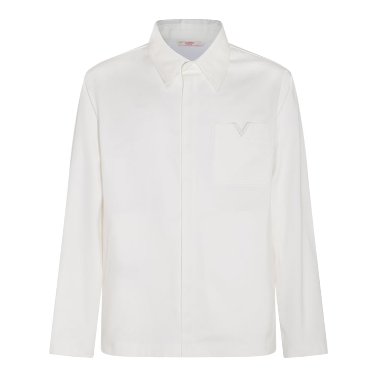 Valentino White Cotton Blend Shirt Jacket