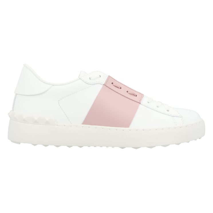 Valentino Calfskin Sneakers With Contrasting Band And Rubber Studs