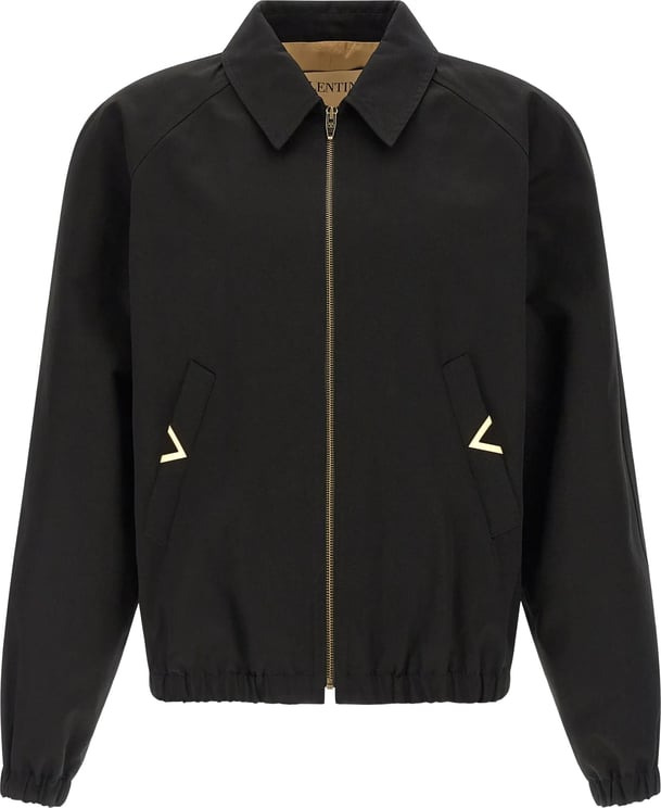 Valentino Black Vgold Cropped Cotton Jacket