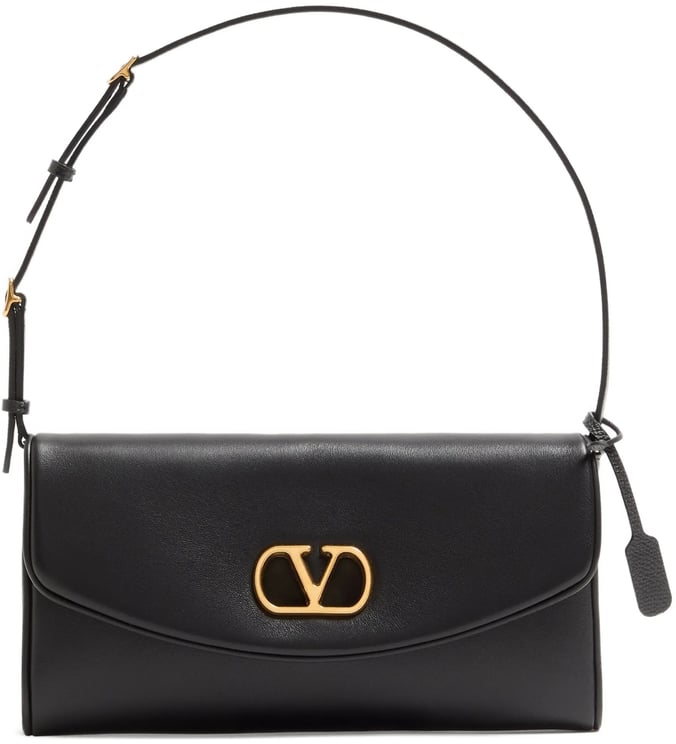 Valentino Black Devain Nappa Leather Structured Clutch
