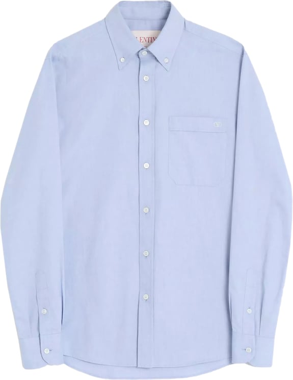 Valentino Light Blue Cotton Button-Up Tailored Shirt