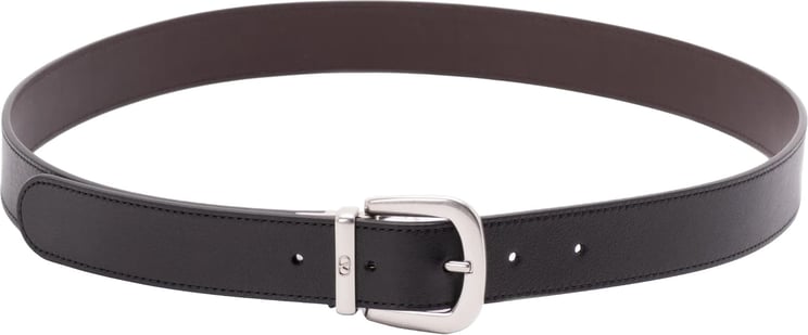 Valentino Black Minimalist Smooth Leather Buckle Belt