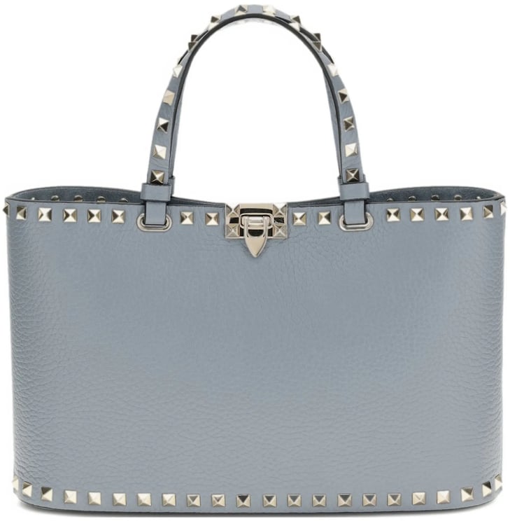 Valentino Black Structured Textured Leather Studded Tote