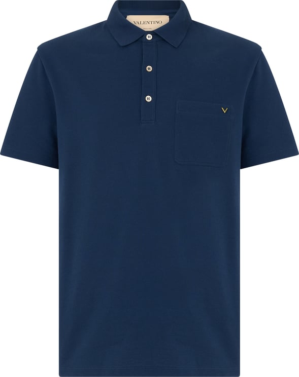 Valentino Pique cotton polo with VGold