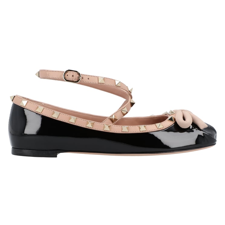 Valentino Rockstud Ballerina Shoes Black