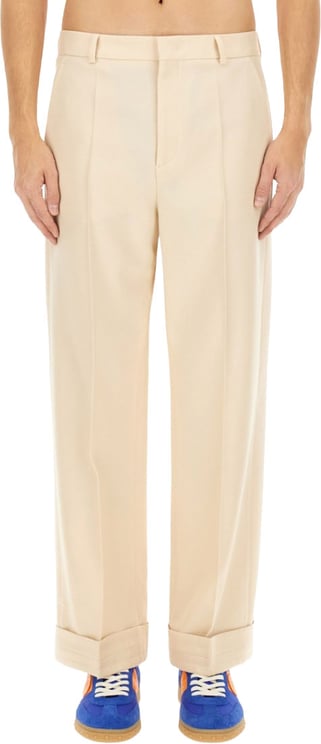 Valentino High-Waisted Wool Pants With Classic Pleat Design