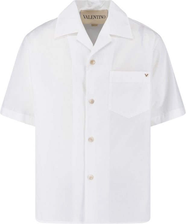Valentino White VGold Boxy Silhouette Cotton Shirt