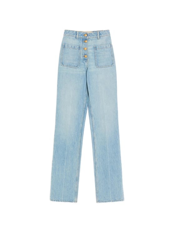 Valentino High-Waisted Straight-Leg Denim Pants