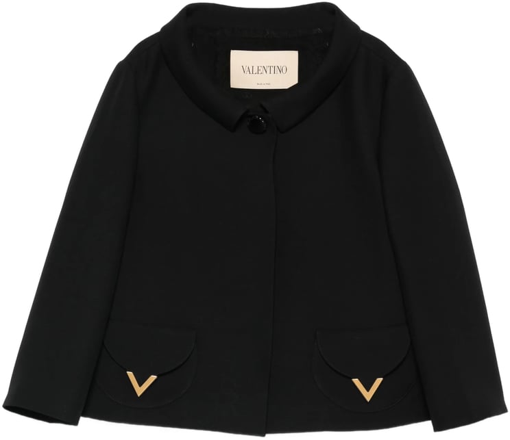 Valentino Black Cropped V-Gold Accent Jacket