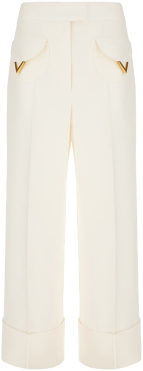 Valentino Valentino Garavani Ivory wool blend pants