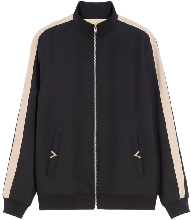 Valentino Black Jersey Sweatshirt Vgold Polyester Jacket