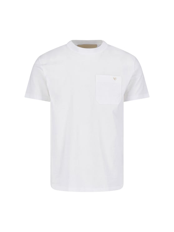Valentino White Gold-tone Logo Cotton T-shirt