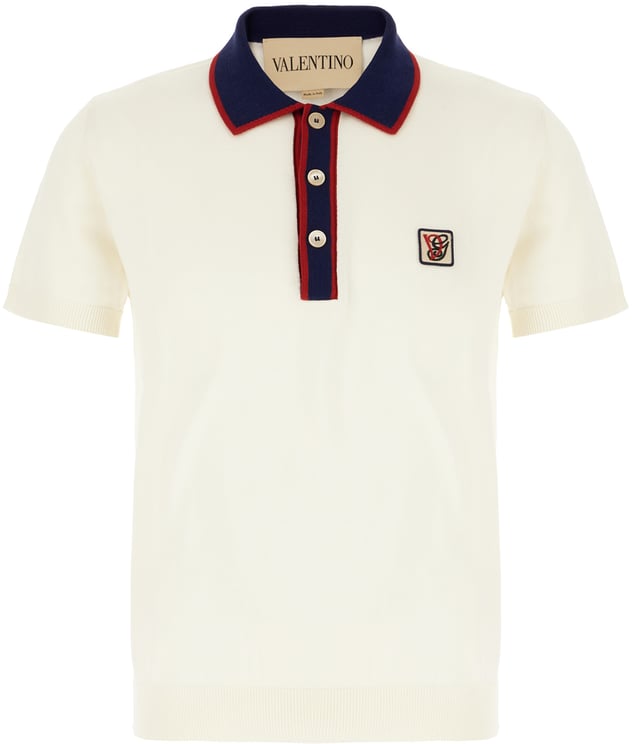 Valentino Valentino Garavani Ivory cotton polo shirt