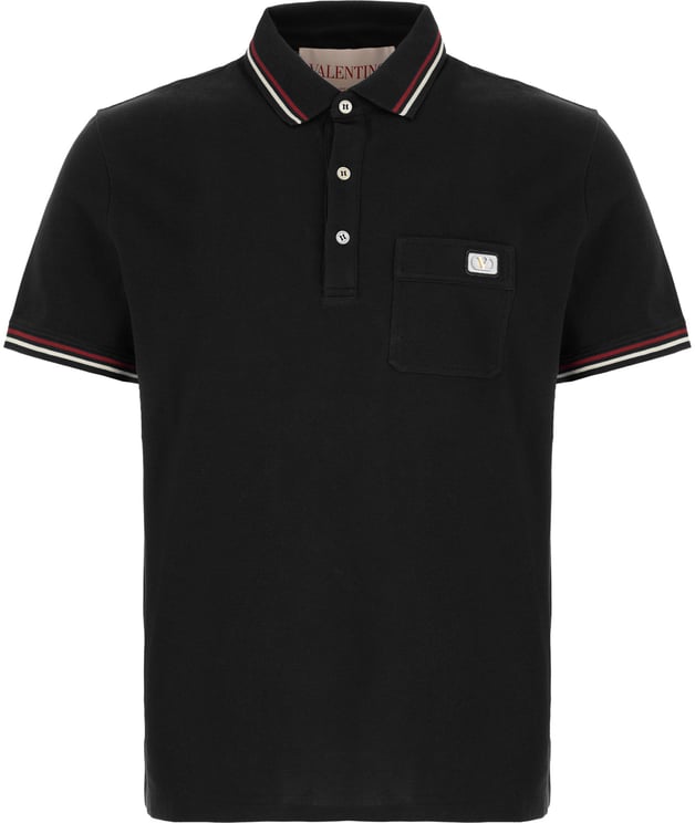 Valentino Valentino Garavani Black cotton polo shirt