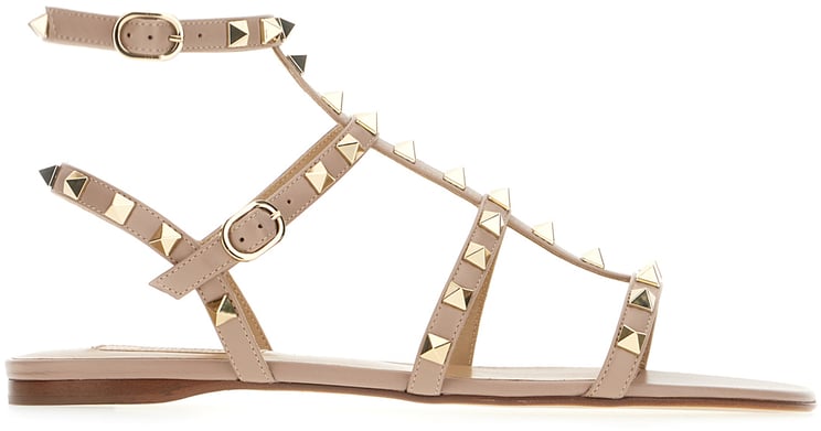 Valentino Valentino Garavani Antiqued pink leather sandals