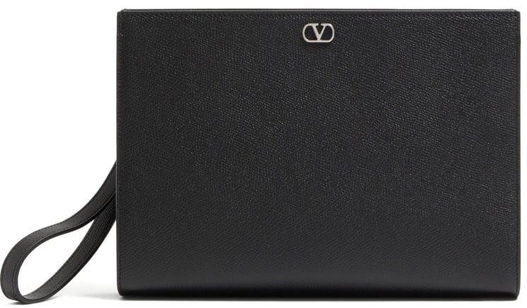 Valentino Black Pouch Vlogo Signature Leather Clutches