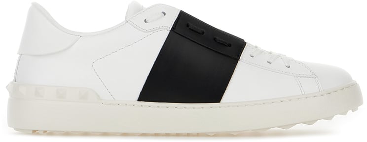 Valentino Valentino Garavani White leather Open sneakers with black band