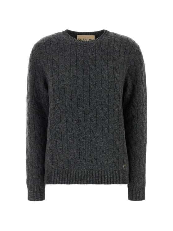 Valentino Cable Knit Wool Crew Sweater