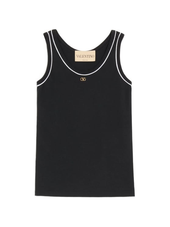 Valentino Jersey Top Sleeveless White Piping Tank
