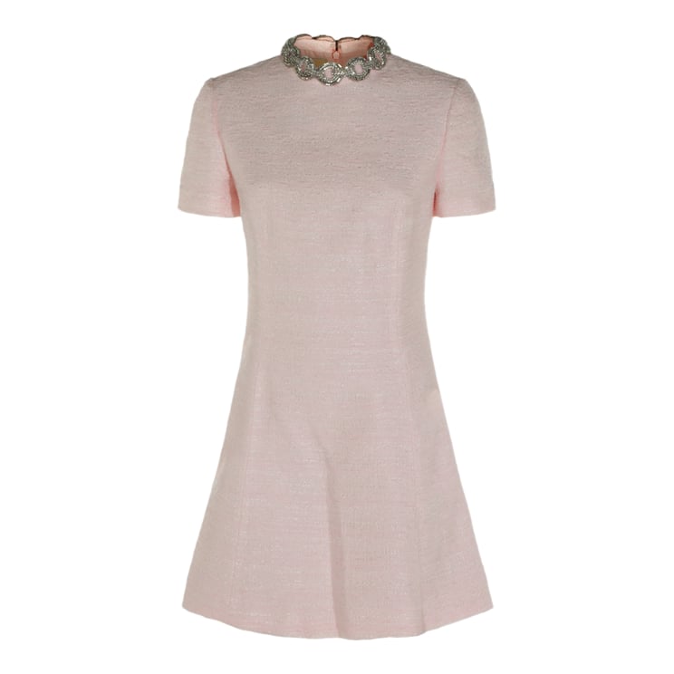 Valentino Textured Mini Dress with Embellished Neckline