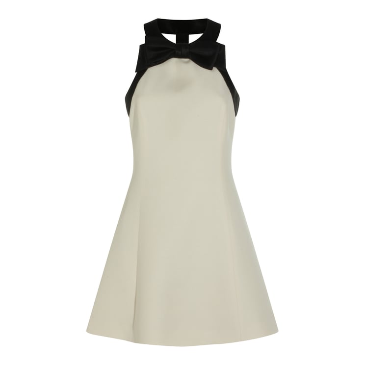 Valentino Sleeveless Wool Mini Dress With Bow Detail