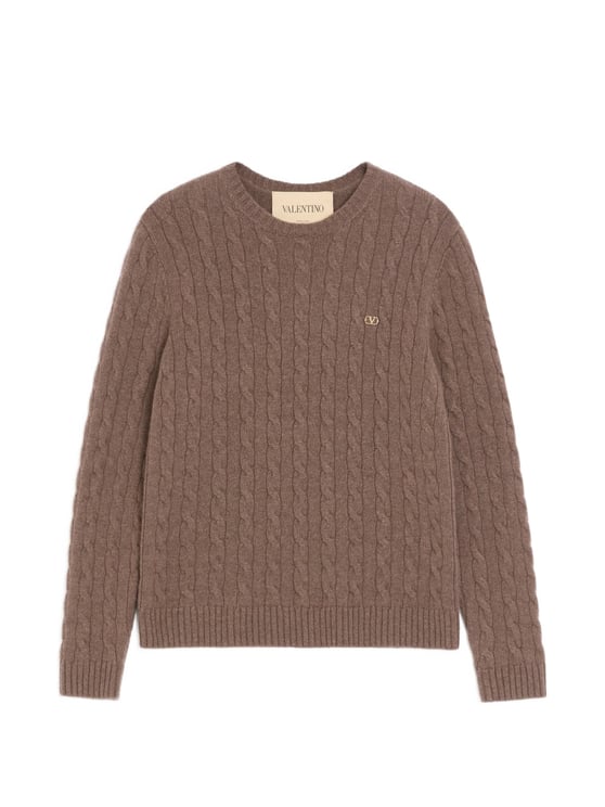 Valentino Finely Knitted Cashmere Sweater with Classic Cable Knit