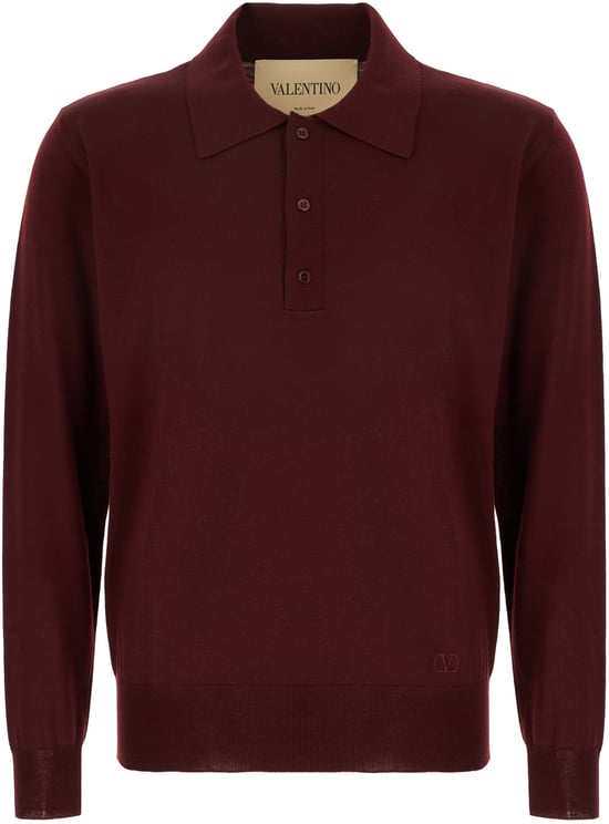Valentino Valentino Garavani Burgundy wool polo shirt
