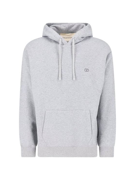 Valentino Light Grey Hoodie With Subtle Embroidered Logo