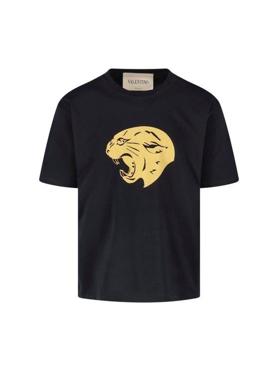 Valentino Black Panther Crewneck Cotton T-Shirt