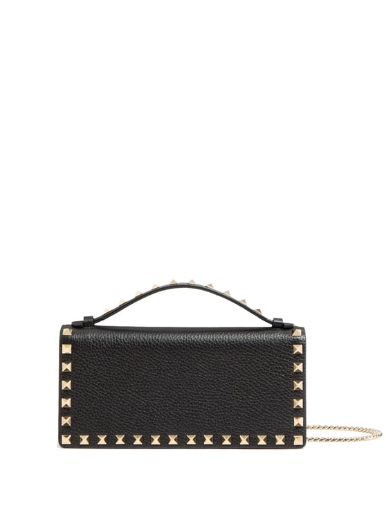 Valentino Wallet W/Strap Rockstud Textured Leather Chain