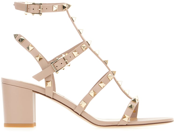 Valentino Valentino Garavani Antiqued pink leather sandals