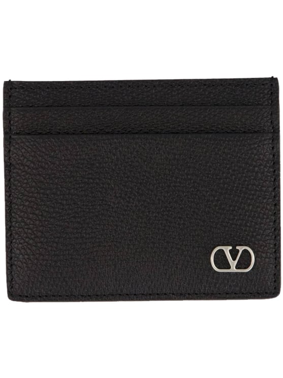 Valentino Card Holder Vlogo Textured Leather Case