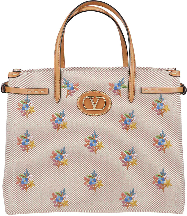 Valentino Garavani Structured Floral-Embroidered Tote Bag
